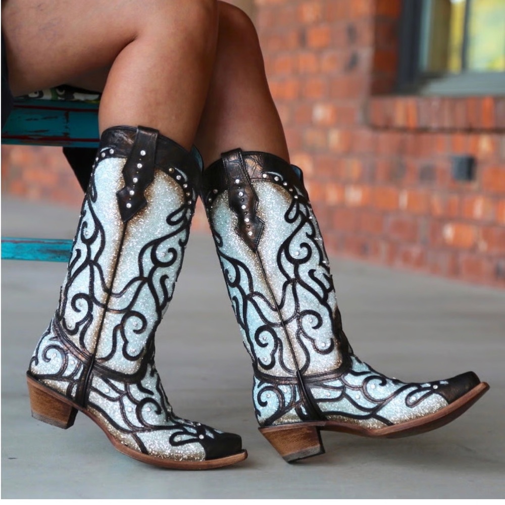 Corral glitter western boots bronze snip toe 9 - Picture 13 of 14